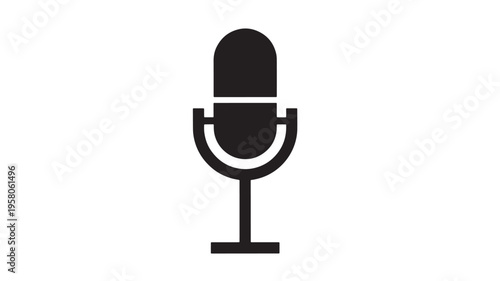 Microphone icon with a simple black silhouette on a white background, representing audio recording and sound.