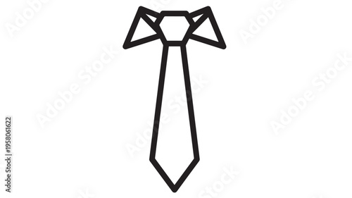 Tie icon with simple geometric lines in a clean black outline, representing formal wear and fashion.