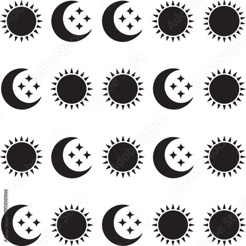 A set of black and white vector buttons featuring glossy circle icons, gear symbols, and round web labels designed as professional business stickers and star badges for a modern element design