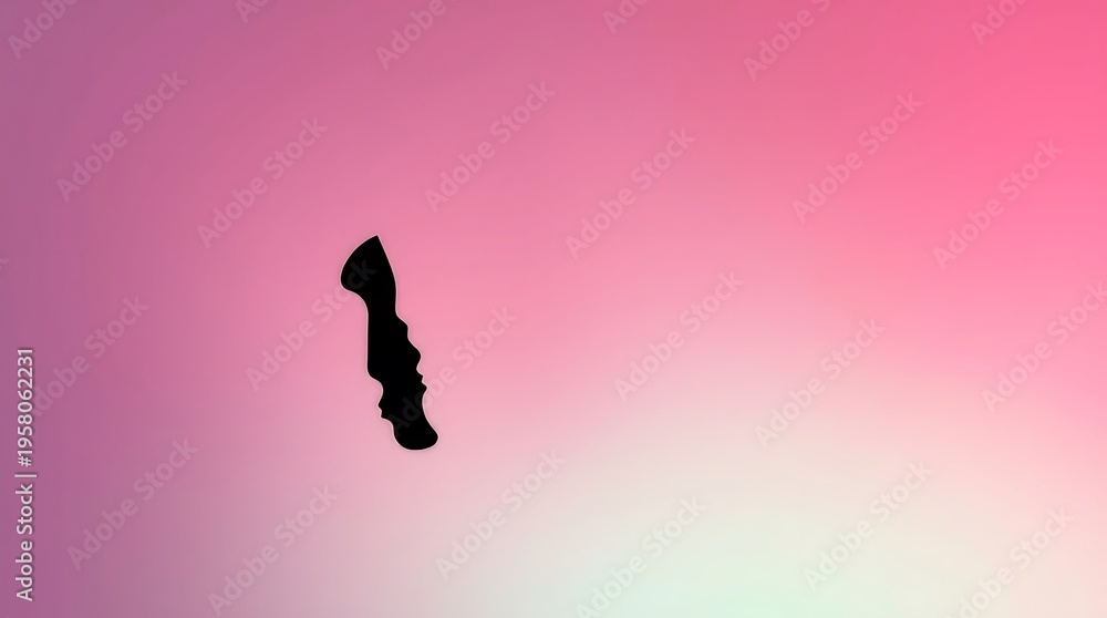 Fototapeta premium minimalist black silhouette profile on gradient pink background