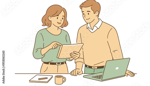 Business people discussing documents in a modern office setting together