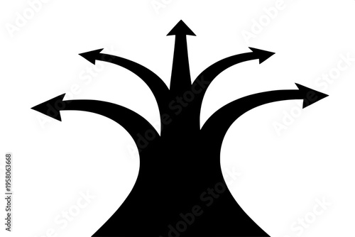 Black silhouette road splitting into multiple directions