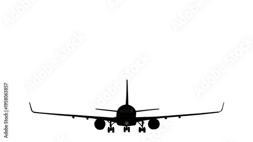 Silhouette of Airplane Simple Jet Aircraft Loop Animation on White Screen
