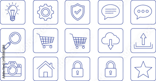 Collection of icons representing various digital and service-related concepts