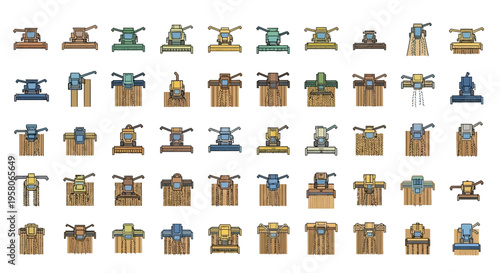 A collection of various industrial worker icons.