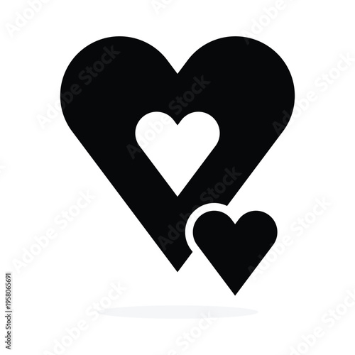 Two black heart shapes on a with one inside the other
