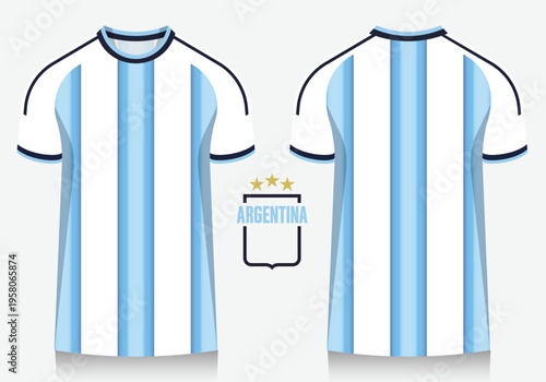 soccer jersey or football kit template design for Argentina national football team. Soccer shirt icon for football world tournament 2026. 
