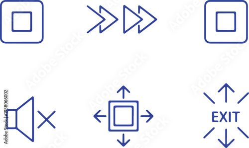 Set of icons depicting interface controls and navigation elements for a user guide