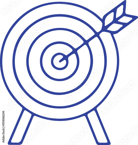 Archery target with an arrow hitting the bullseye