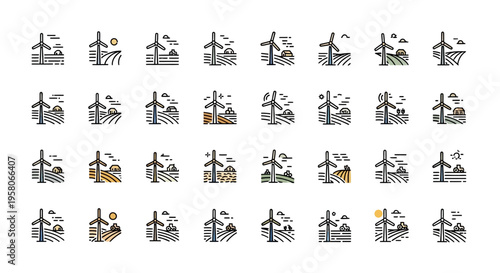 Wind turbines generating renewable energy.
