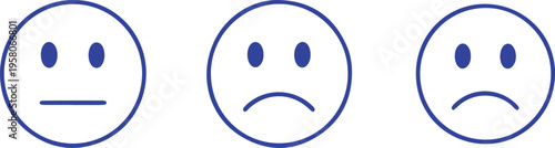 Three distinct facial expressions showing varying levels of sadness or displeasure