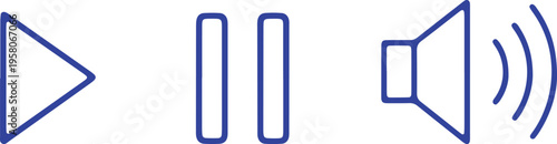 Media control icons depicting play, pause, and volume functions