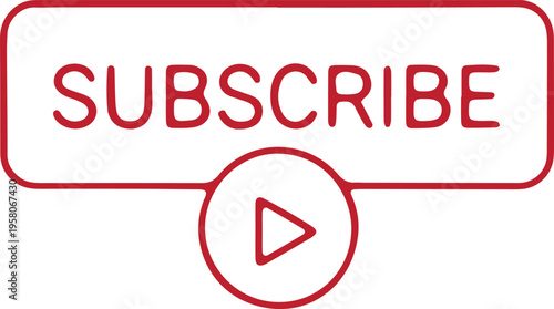 Red subscribe button with play icon for video content promotion