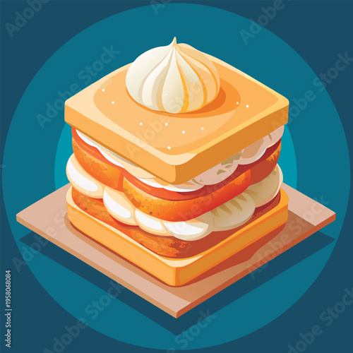 Vector illustration of a Delicious layered dessert sandwich.