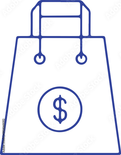 Shopping bag icon featuring a dollar sign symbol inside