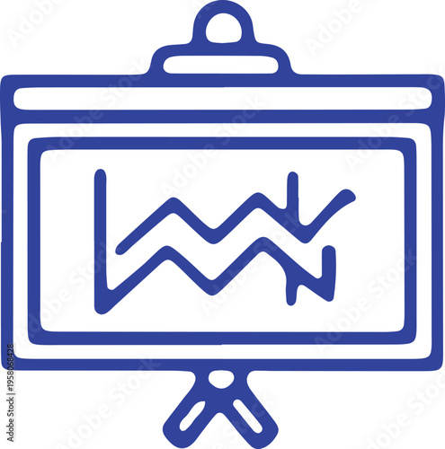 A presentation board showcasing a fluctuating trend line graph for data analysis