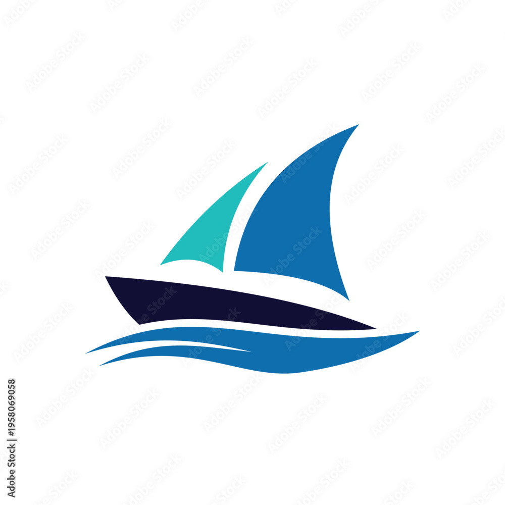Fototapeta premium ship and wave vector template illustration