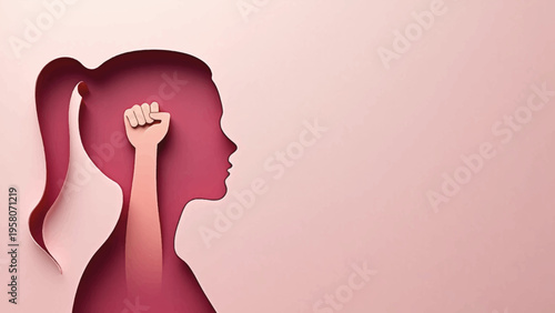 Vector illustration of woman with clenched fist, empowerment symbol