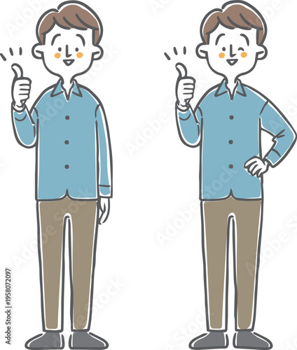 グッドサインをする男性　全身　ベクター