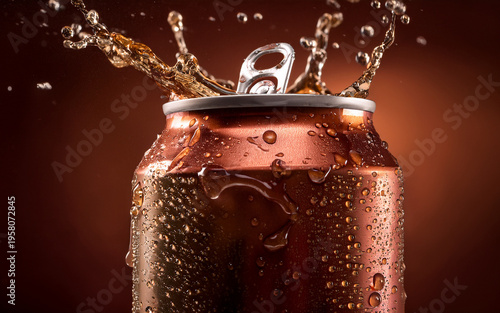 can of cola with splash