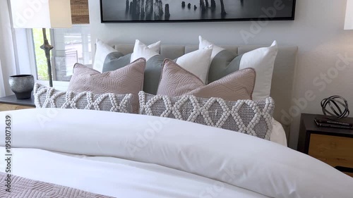 Front shot of luxury bed and window light