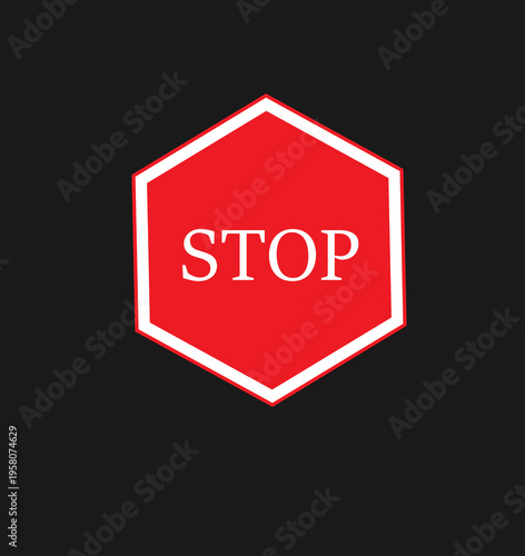stop, icon on a black background,