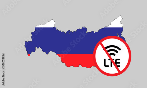 Russia card, no mobile internet, icon, 
