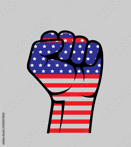 fist american flag icon, isolate,
