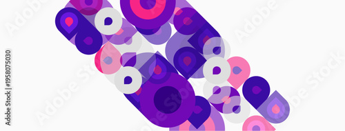 Abstract composition featuring overlapping purple circles, varying shades. Minimalist design with geometric shapes, modern aesthetic.
