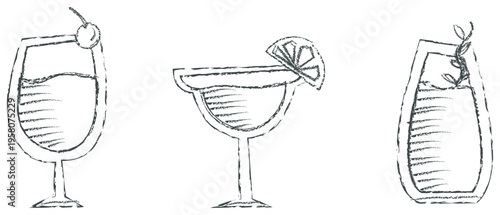 Cocktail drinks hand drawn sketch collection