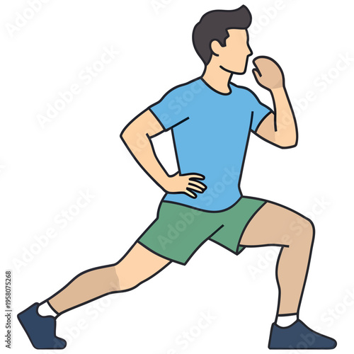 A man performing a lunge exercise demonstrating fitness and physical activity