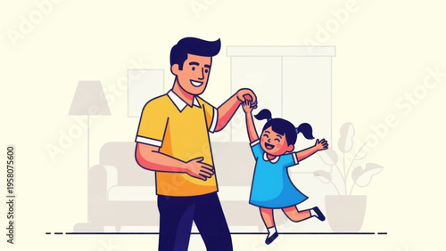 Father and Daughter Dancing Together Joyfully.