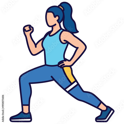 Woman performing a lunge exercise demonstrating fitness and a healthy lifestyle