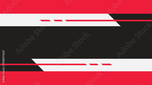 Modern abstract racing background with red and white geometric lines on dark canvas