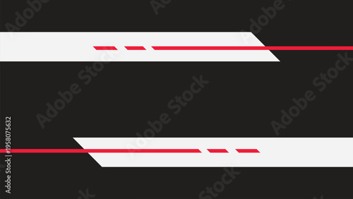 Modern abstract racing background with red and white geometric lines on dark canvas