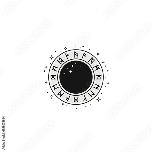 Astrology zodiac symbol with runes circle.
