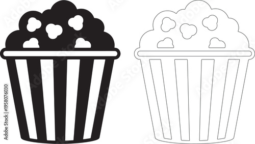 Black and white striped popcorn bucket silhouettes