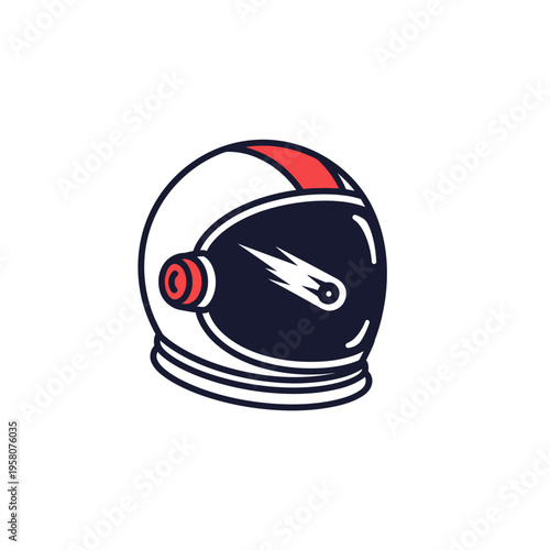 Astronaut helmet with red accents.