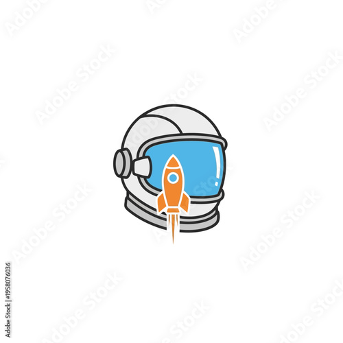 Astronaut Helmet with Rocket Ship.