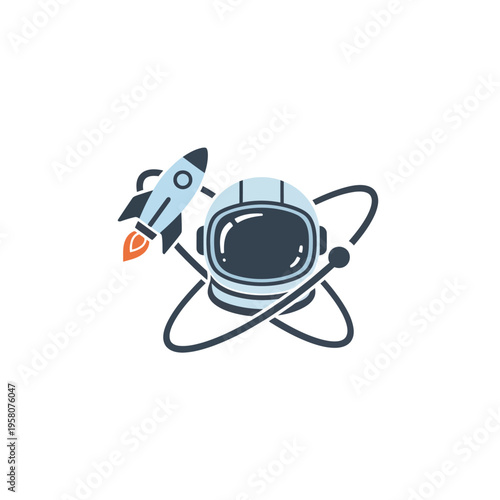 Astronaut Helmet with Rocket Ship.