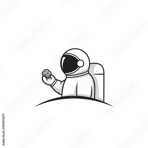 Astronaut Holding Space Rock Sample.