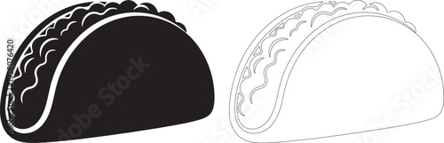 Black and white taco silhouette food mexican cuisine