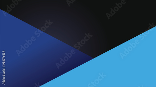 Modern geometric abstract background with blue and black overlapping material design shapes