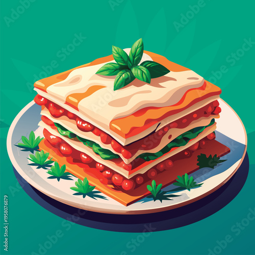 Delicious lasagna served on a plate.