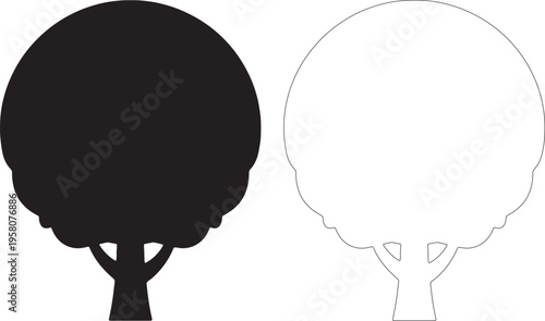 Black and white tree silhouettes side by side outline
