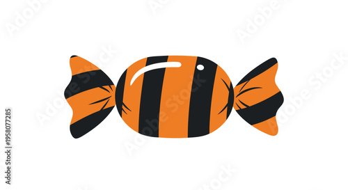 Vector orange and black striped candy icon