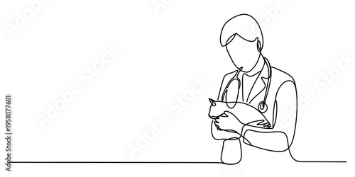 Minimalist Single One Line Drawing of Plant Sprouting in Pot