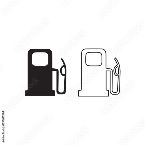 Fueling Station Icons Set. Gas Pump, Petrol Tank, and EV Charging Symbols Collection

