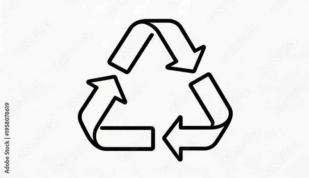 Fototapeta premium Black and White Recycling Symbol Icon - Universal Environmental Logo for Sustainability and Waste Reduction