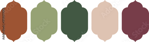 label vector frame set five color ornament shapes for packaging